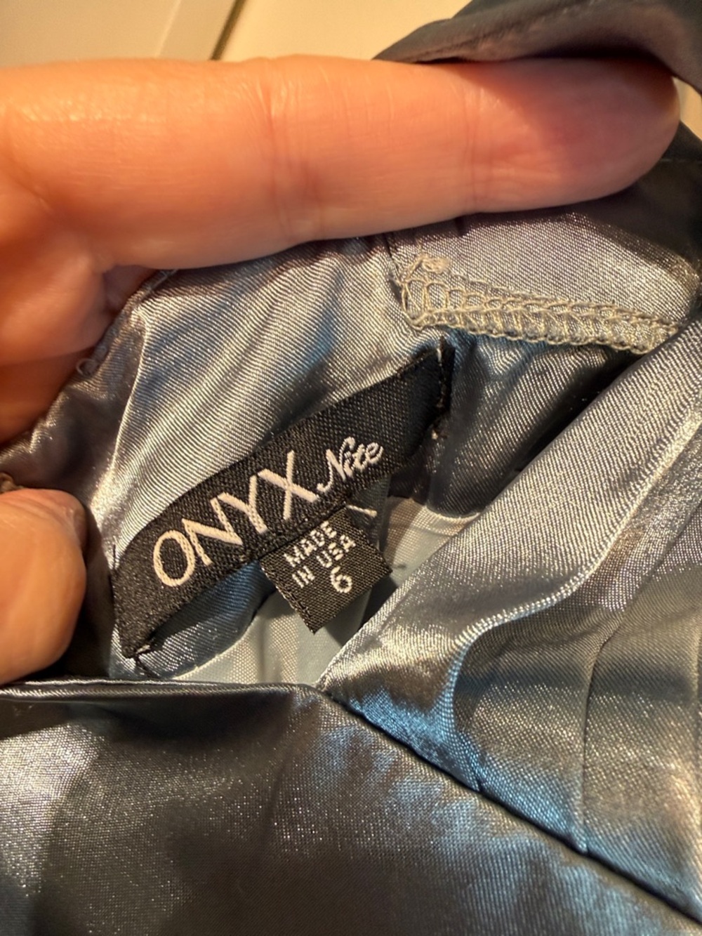 Onyx Nite Satin Maxi Dress in Slate Blue - Picture 5 of 5
